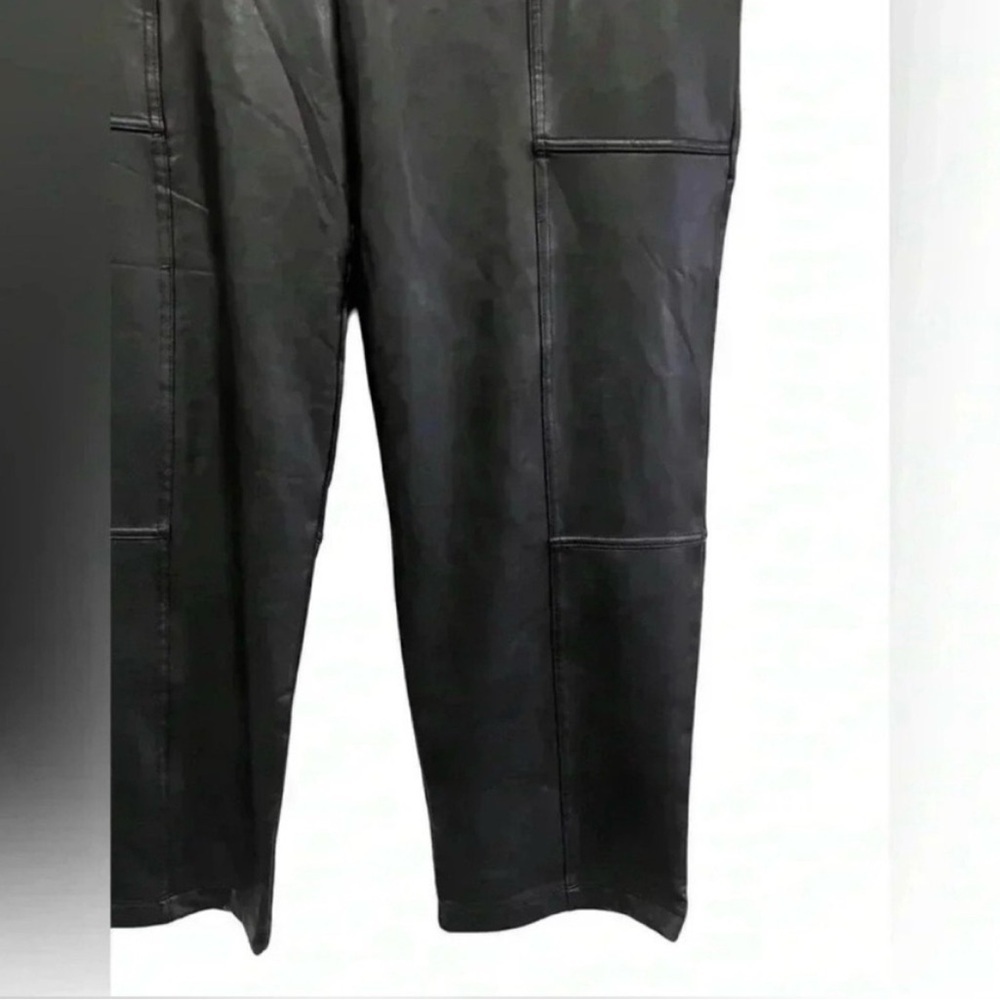 Joie Faux Leather Vegan Wide Leg Cropped High
Waisted Pants - Picture 5 of 9